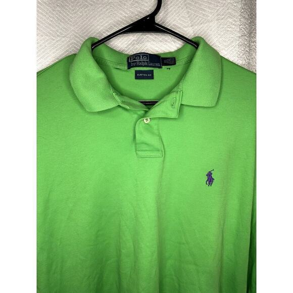 Polo Ralph Lauren Custom Fit Short Sleeve Polo Shirt Lime Bright Green Men's XL - Picture 3 of 5